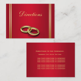 Elegant goud en rood, trouwringen bruiloft informatiekaartje