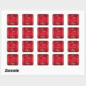 Elegant goud en rood, trouwringen bruiloft vierkante sticker (Vel)