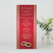 Elegant goud en rood, trouwringen huwelijksprogram (Staand voorkant)