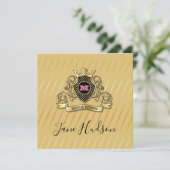Elegant Goud en Roze Monogram Modieus Ontwerp Kaart (Staand voorkant)