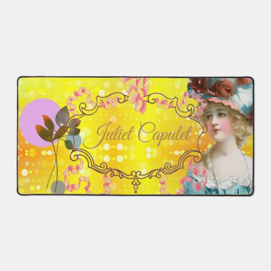 Elegant Goud en Roze Motief Bureaumat (Voorkant)