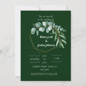 Elegant goud en smaragdgroene Eucalyptusbruiloft Kaart (Voorkant)
