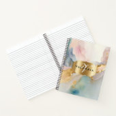Elegant Goud en Waterverf Pastel Monogram Naam Notitieboek (Binnen)
