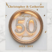 Elegant goud en wit 50ste Jubileum Wijn Etiket (Enkel label)