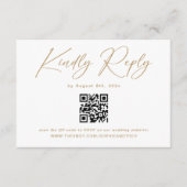 Elegant Goud en Wit Huwelijk RSVP Qr Code Informatiekaartje (Voorkant)