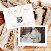 Elegant Goud en Wit Huwelijk RSVP Qr Code Informatiekaartje
