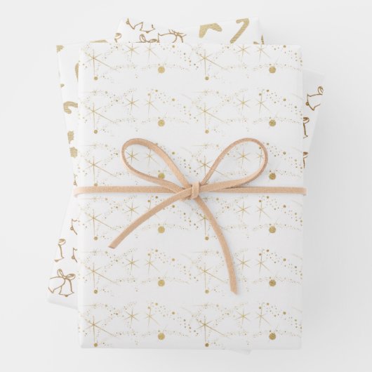 Elegant Goud en Wit Kerstmis Inpakpapier Vel (In situ)