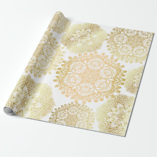 Elegant goud en wit mandala patroon cadeaupapier