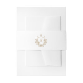 Elegant Goud en Wit Monogram Crest Uitnodigingen Wikkel