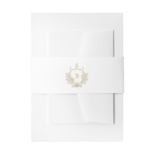 Elegant Goud en Wit Monogram Crest Uitnodigingen Wikkel