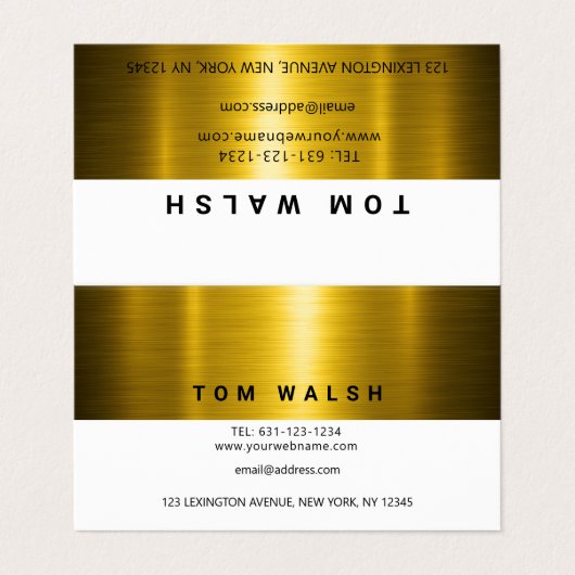 Elegant goud en wit ontwerp op maat visitekaartjes (Buitenkant ongevouwen)
