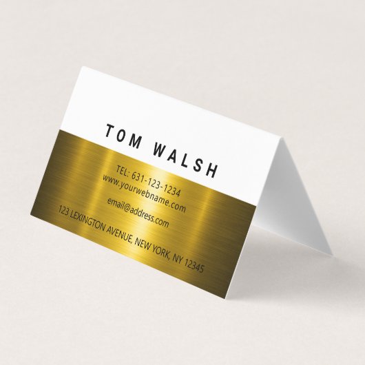 Elegant goud en wit ontwerp op maat visitekaartjes (Achterkant)