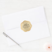 Elegant Goud en Wit Opslaan Onze Datum Ronde Sticker (Envelop)