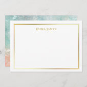 Elegant Goud en Witte Dubbele Gepersonaliseerde Gr Notitiekaartje (Voorkant / Achterkant)