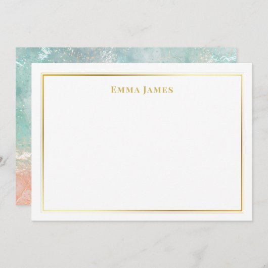 Elegant Goud en Witte Dubbele Gepersonaliseerde Gr Notitiekaartje (Voorkant / Achterkant)