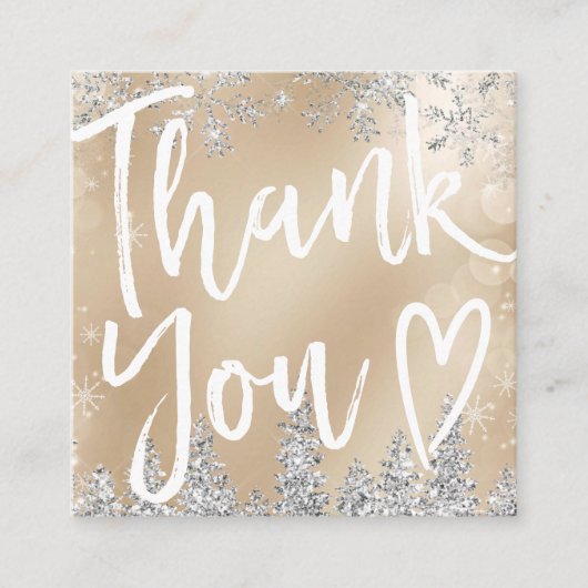 Elegant Goud en Zilver Kerstmis dank u bestelling Vierkante Visitekaartje (Voorkant)