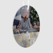 Elegant goud en zilveren sneeuwvlokken, aangepaste ornament (voorkant)