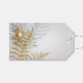 Elegant goud en zilveren vogel en bladeren feestel cadeaulabel (Voorkant (Horizontaal))