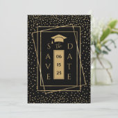 Elegant Goud en Zwart Afstuderen Aankondiging (Staand voorkant)