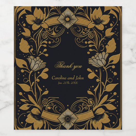 Elegant goud-en-zwart design  wijn etiket (Enkel label)