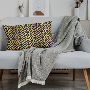Elegant goud en zwart geometrisch patroon kussensloop