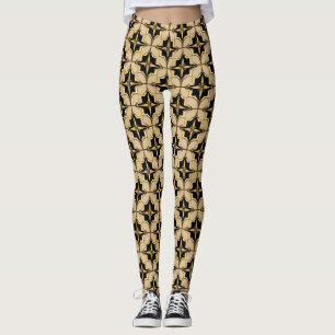 Elegant goud en zwart geometrisch patroon leggings