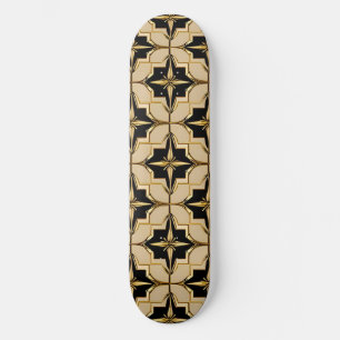 Elegant goud en zwart geometrisch patroon skateboard