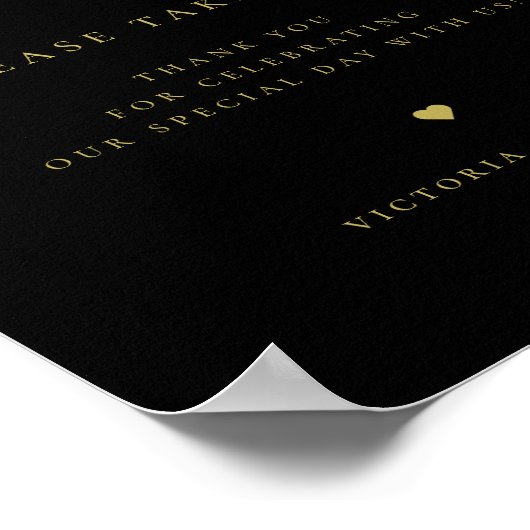 Elegant Goud en Zwart Huwelijksgunst Poster (Hoek)