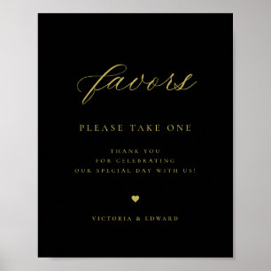 Elegant Goud en Zwart Huwelijksgunst Poster