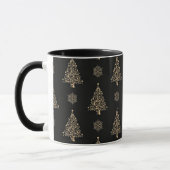 Elegant goud- en zwart kerstpatroon mok (Links)