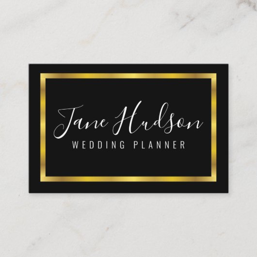 Elegant goud en zwart minimalistisch Europees Visitekaartje (Voorkant)