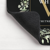 Elegant goud en zwart monogram groen Bloemen Muismat (Hoek)