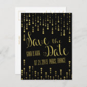 Elegant goud en zwart slaan de datum op aankondigingskaart (Voorkant / Achterkant)