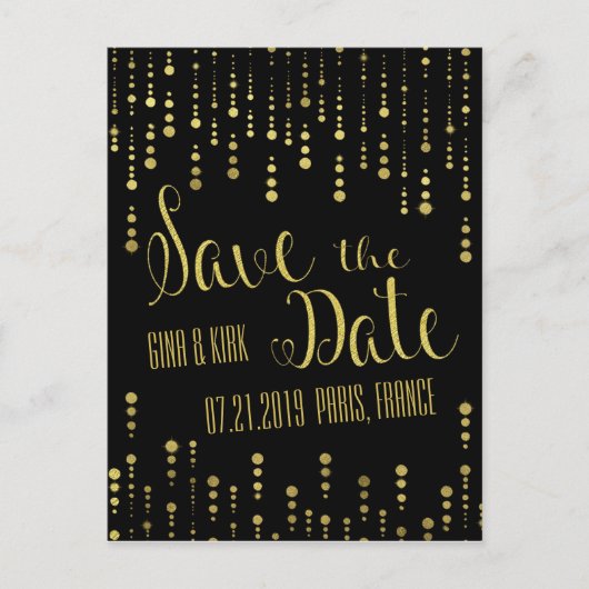 Elegant goud en zwart slaan de datum op aankondigingskaart (Voorkant)