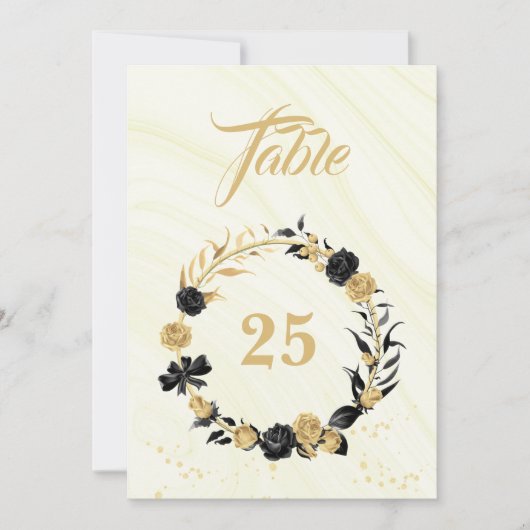 Elegant goud- en zwarte baarmoedertafel kaart (Voorkant)