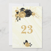 Elegant goud- en zwarte bloemetnummer kaart (Achterkant)