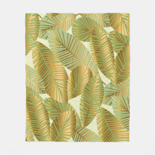 elegant goud exotische bladeren naadloos patroon o fleece deken