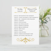 Elegant Goud Filigraan op Wit, Bruiloft Tijdlijn Programma (Staand voorkant)