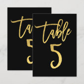 Elegant goud folie modern script tafelnummer 5 (Voorkant / Achterkant)