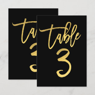 Elegant Goud Folie Moderne Script Tafelnummer 3
