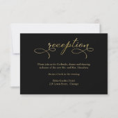 Elegant Goud Folie Script Bruiloft Receptie Kaart (Voorkant)