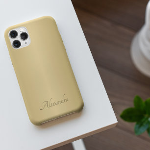 Elegant Goud Geborsteld Metaal Naam iPhone 14 Pro Max Hoesje