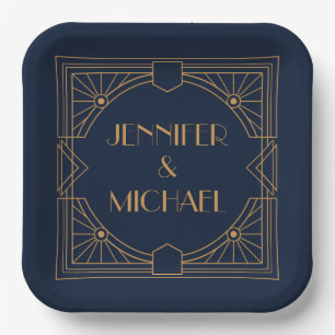 Elegant goud geometrisch art deco ontwerp papieren bordje