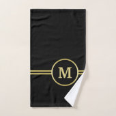 Elegant goud Gepersonaliseerd monogram op zwart Bad Handdoek (Handdoek)