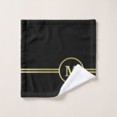 Elegant goud Gepersonaliseerd monogram op zwart Bad Handdoek (Wasdoekje)