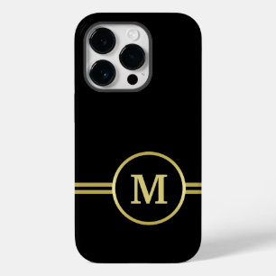 Elegant goud Gepersonaliseerd monogram op zwart Case-Mate iPhone 14 Pro Hoesje