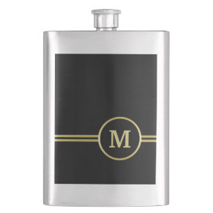 Elegant goud Gepersonaliseerd monogram op zwart Flacon