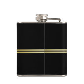 Elegant goud Gepersonaliseerd monogram op zwart Heupfles (Achterkant)