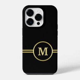 Elegant goud Gepersonaliseerd monogram op zwart iPhone 14 Plus Hoesje