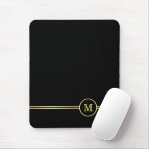 Elegant goud Gepersonaliseerd monogram op zwart Muismat